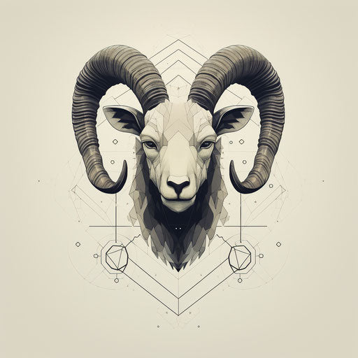 Goat zodiac horoscope in all its glory, minimalist geometries style, high resolution