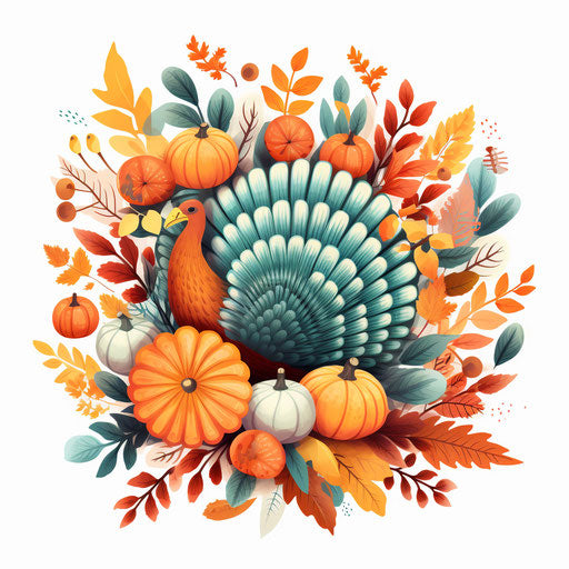 Happy Thanksgiving clipart in Pastel Colors Art style