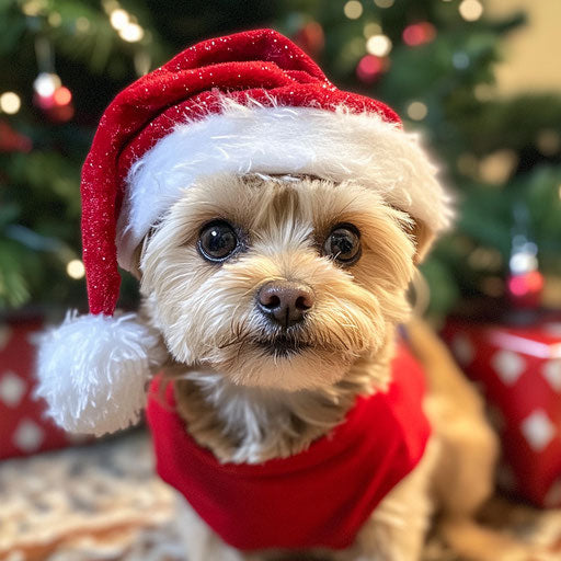 Pet-friendly Santa hat, small and cute, with adjustable straps for comfortable fit