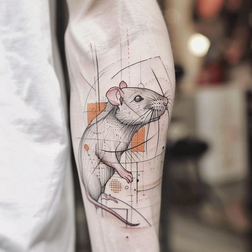 Tattoo sketch of a rat in minimalist style