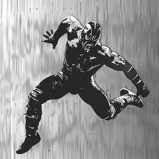 Flat metallic silver background with realistic wrestling clipart