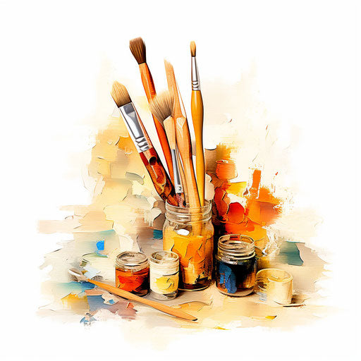 Tools clipart in the style of Impressionistic Art