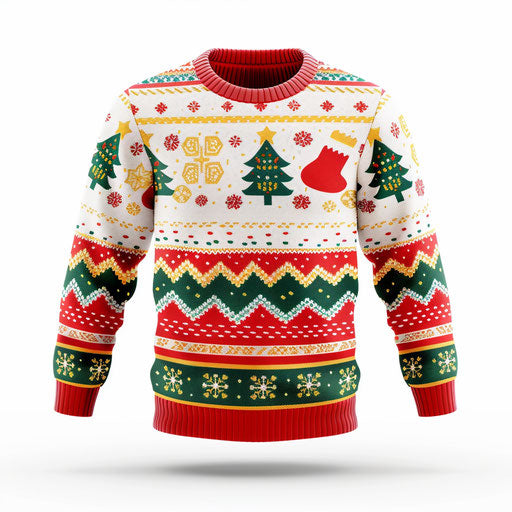 Realistic ugly sweater clipart on flat white background