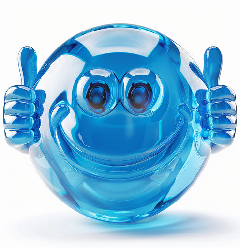 Smiling blue bubble with thumbs up Clip Art style