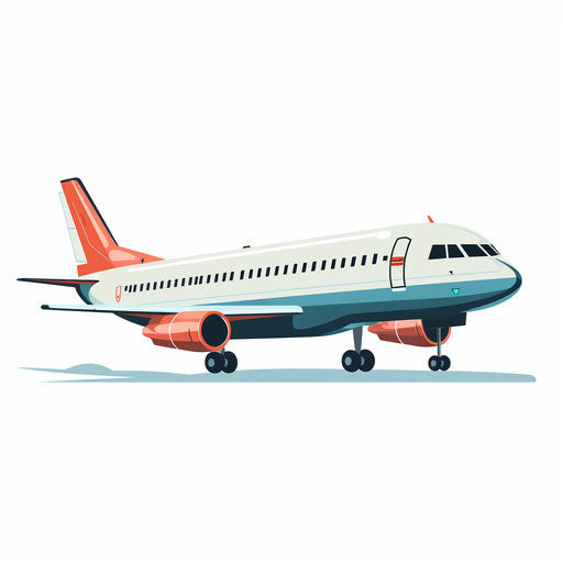 Minimalist airplane illustration on white background