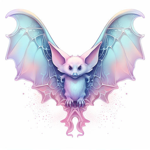 Bat drawing in Pastel Colors Art style, on a white background