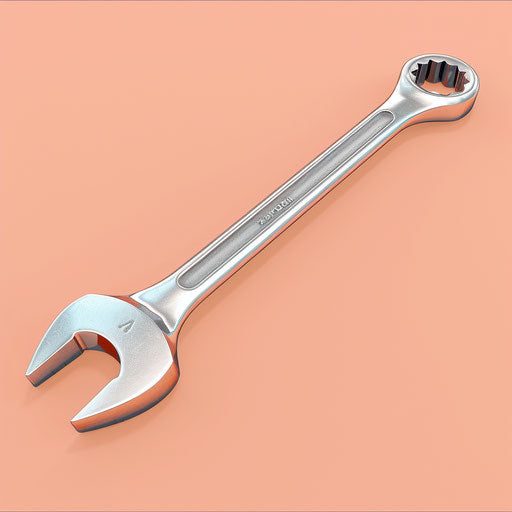Realistic wrench clipart on flat pastel peach background
