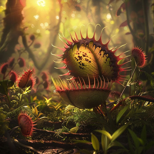 Venus flytrap smiling in a sunlit clearing