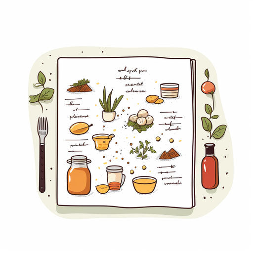 Minimalist recipe clipart on white background