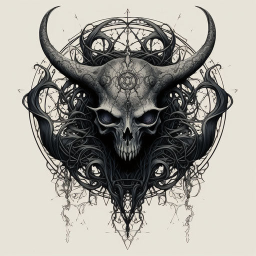 Ancient witchcraft symbol in black and white