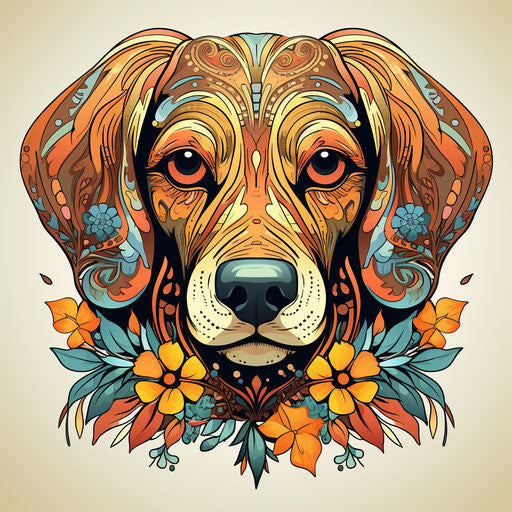 Decorative dog art, cartoon, color, design