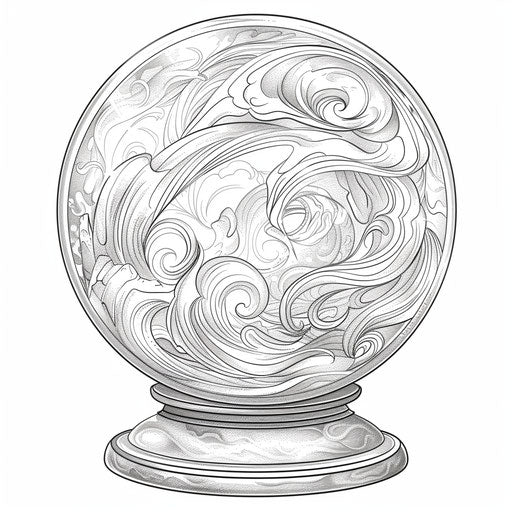 Mystical crystal ball with swirling patterns