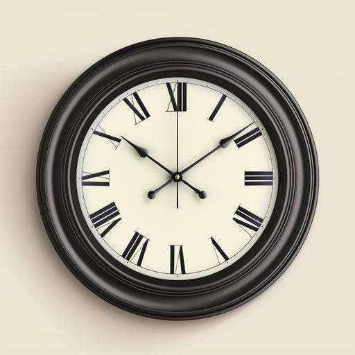Realistic clock clipart on flat cream background