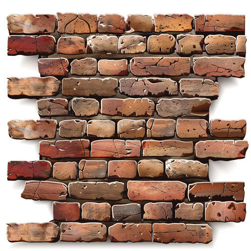 Realistic brick wall on flat white background