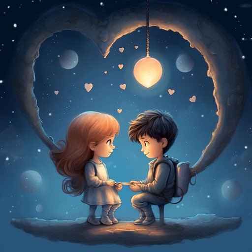 Love is like the moon, in a cute and dreamy style