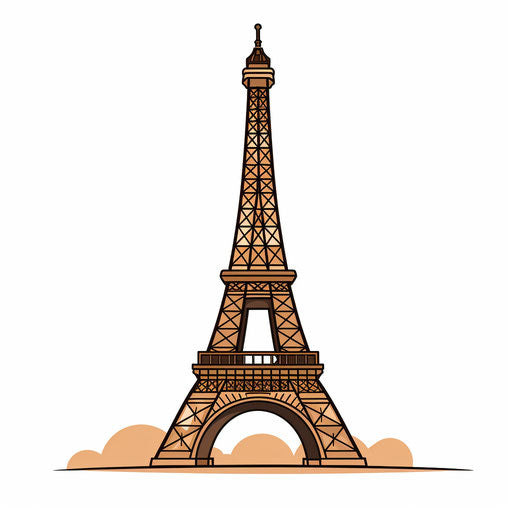 Eiffel Tower in minimalist style on white background