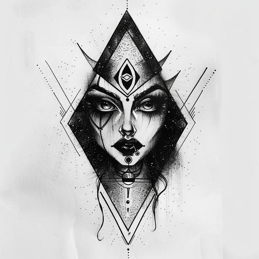 High contrast monochrome tattoo sketch
