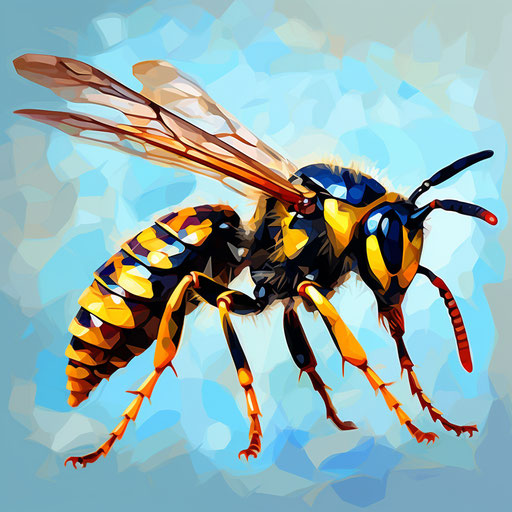 Wasp clipart in the style of Impressionistic Art, on white background