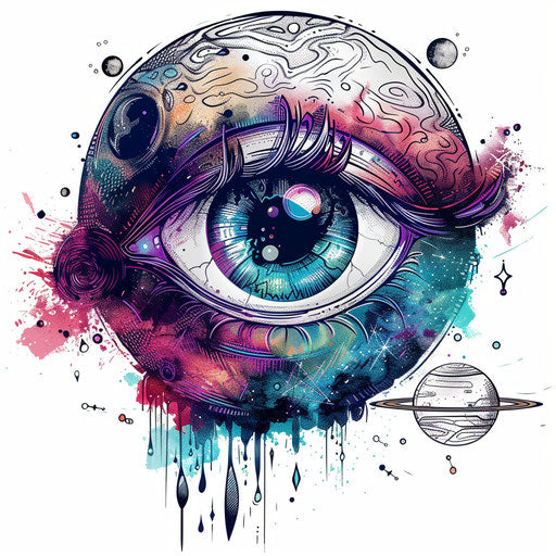 Eyeball planet with orbiting moon in cosmic space