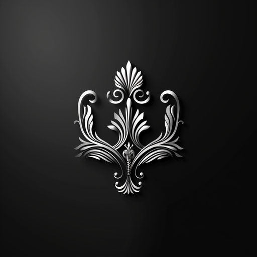 Silver emblem on black background, luxurious and refined
