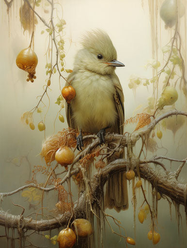 Birds with branches in autumn, humor meets heart