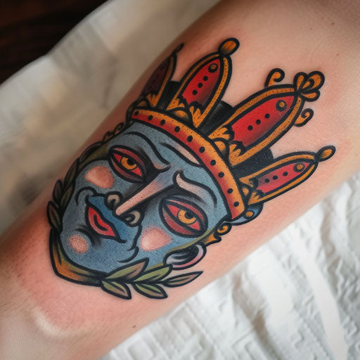 Illustrative king crown with cartoonish features and bold colors