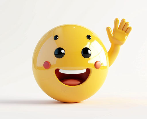 Emoticon of the cute smiley face waving, clip art, white background 31:25