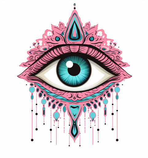 The eye of the gods, hand drawn cartoon illustration
