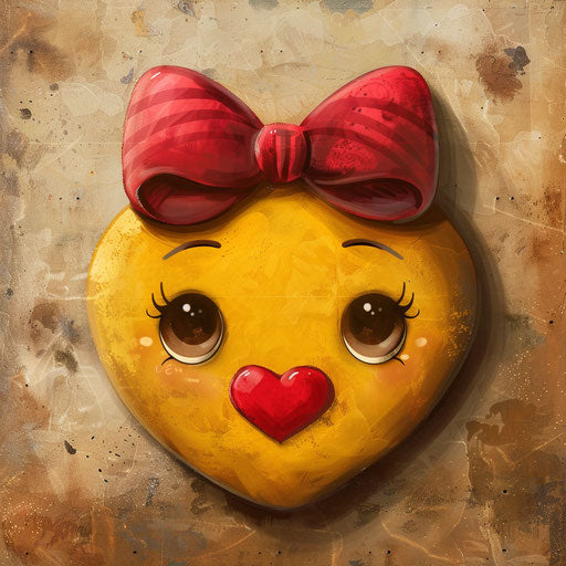 Cute emotite with a bow and red heart