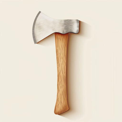 Ax clipart on flat cream background, realistic style and tones