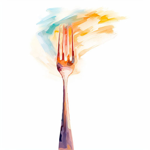 Fork illustration in the style of Impressionistic Art, on white background