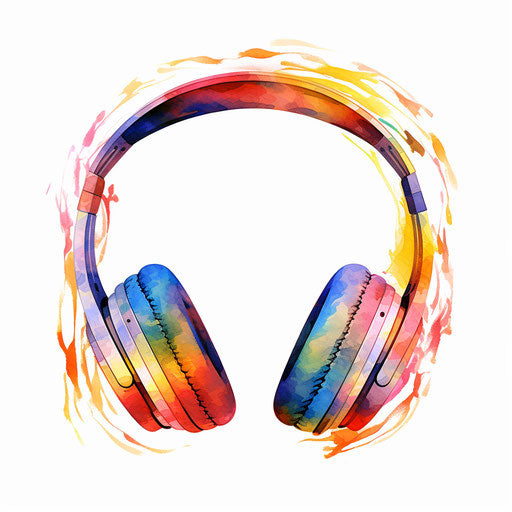 Headphones illustration in the style of Impressionistic Art, on white background