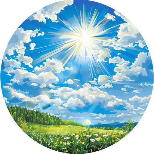 Photo realistic sunny day clipart on flat white background