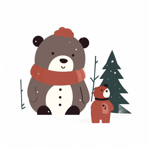 Minimalist-style Christmas clipart, on white background