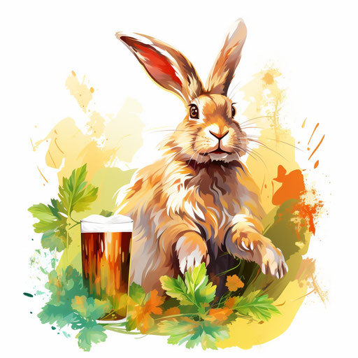 Hop clip art in the style of impressionistic art, on white background