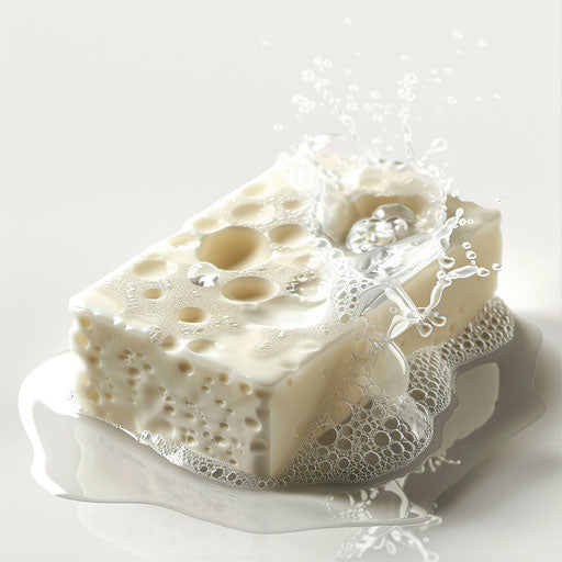 Realistic soap illustration on flat white backdrop