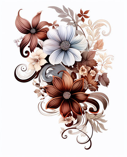 Tribal tattoo design with intricate floral patterns