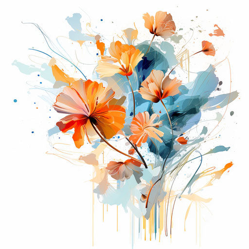 Outline of flower clipart in the style of Impressionistic Art, on a white background