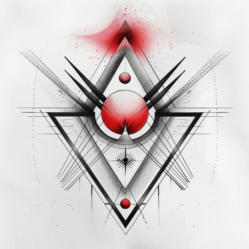 Vintage style triangle tattoo illustration on white paper