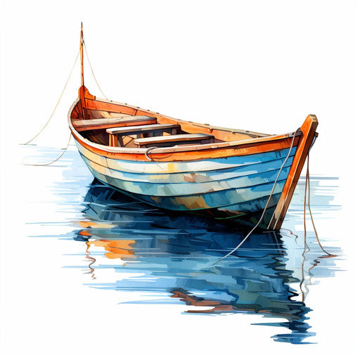 Boat clipart in the style of Oil painting, on a white background