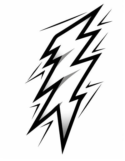 Lightning bolt outline coloring page, symbolic style
