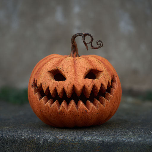 Round pumpkin with a wide, toothy grin