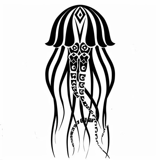 Tribal jellyfish tattoo on white background