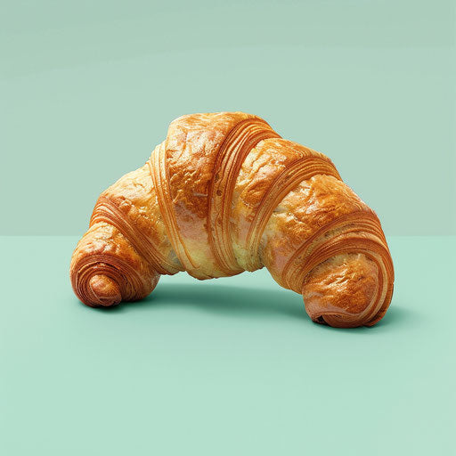 Realistic croissant clipart on serene aqua background