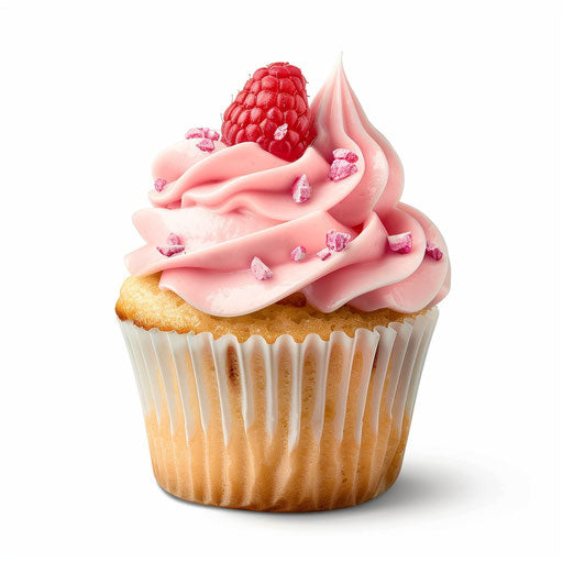 Realistic cupcake clipart with flat white background