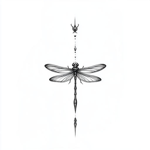 Tiny dragonfly tattoo sketch for men