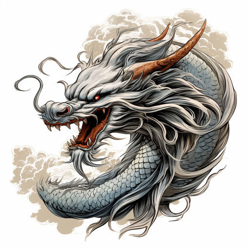 Chinese dragon illustration in the style of Chiaroscuro Art