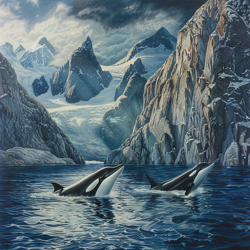 Exploring killer whales in an underwater mountain range