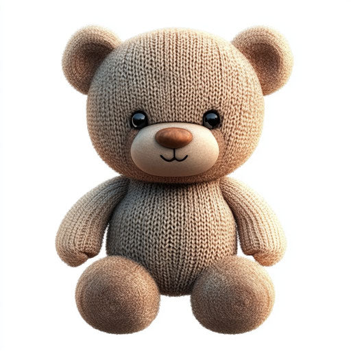 3D teddy bear photo realistic style flat white background