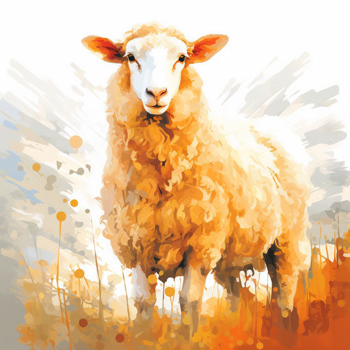 Impressionistic sheep clipart on white background